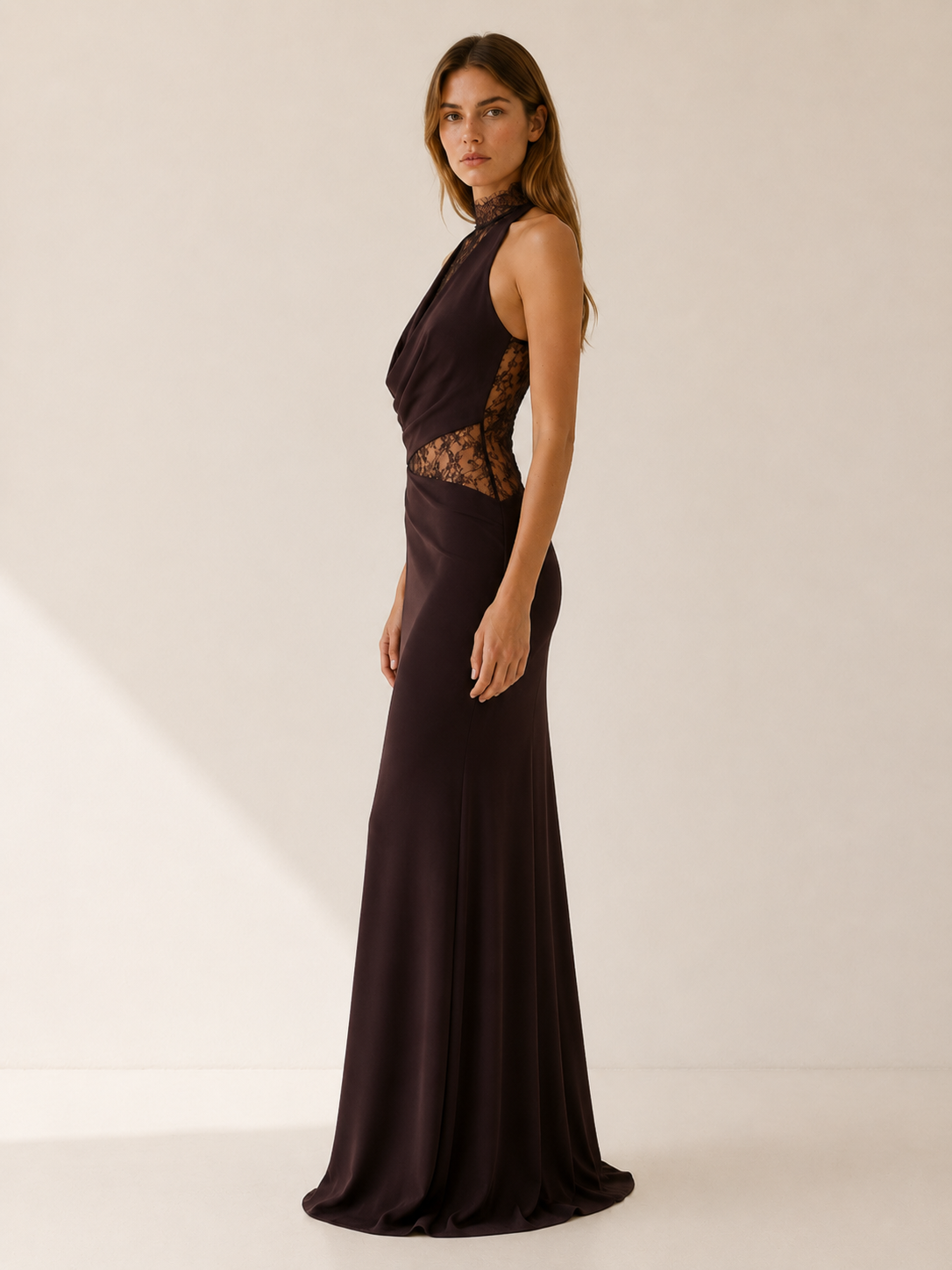 Ravella | Halter Neck Maxi Dress with Panel Detail