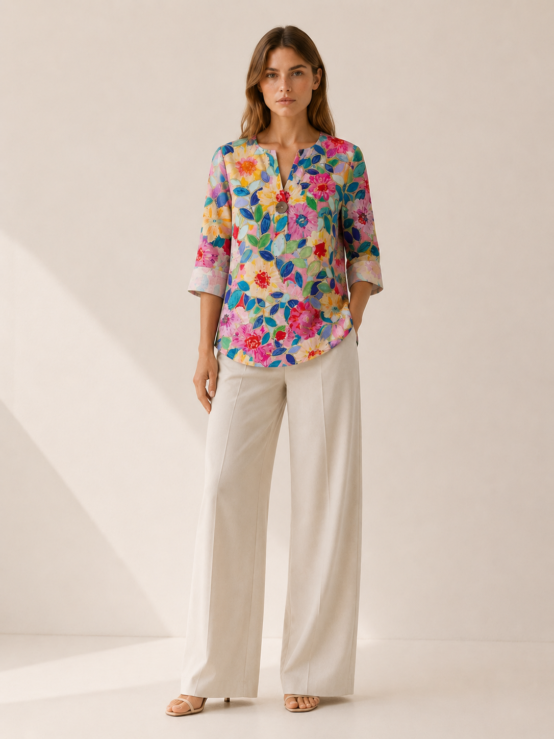 Clara | Women's Floral Printed Button Front Blouse