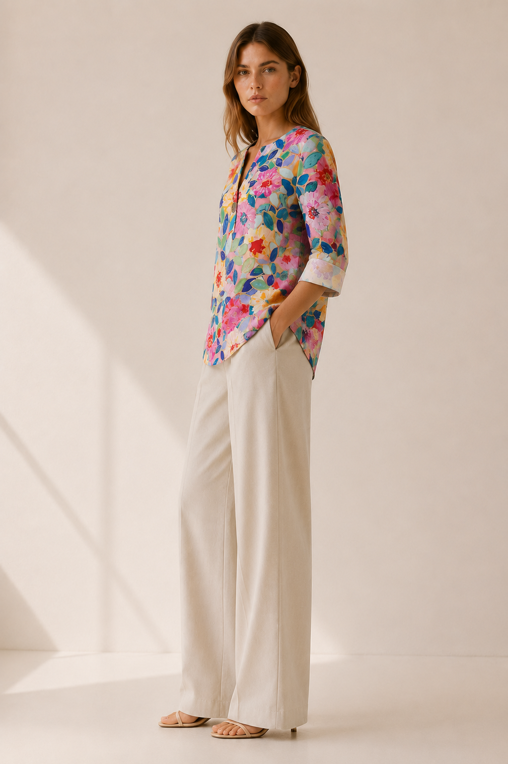 Clara | Women's Floral Printed Button Front Blouse