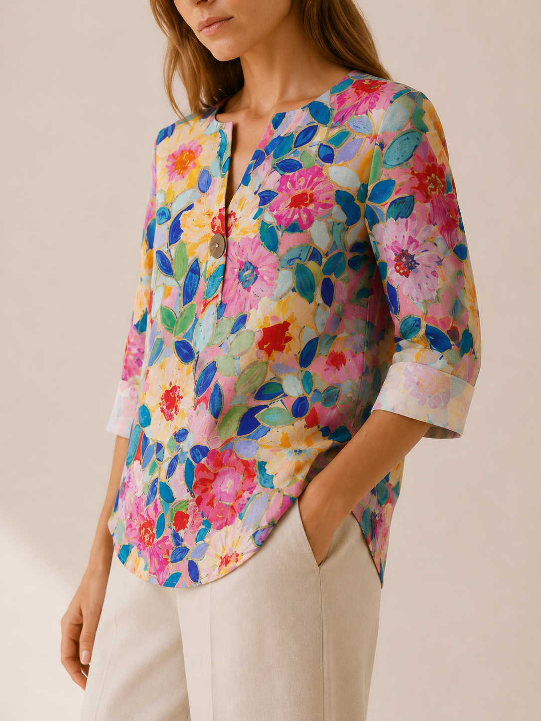 Clara | Women's Floral Printed Button Front Blouse