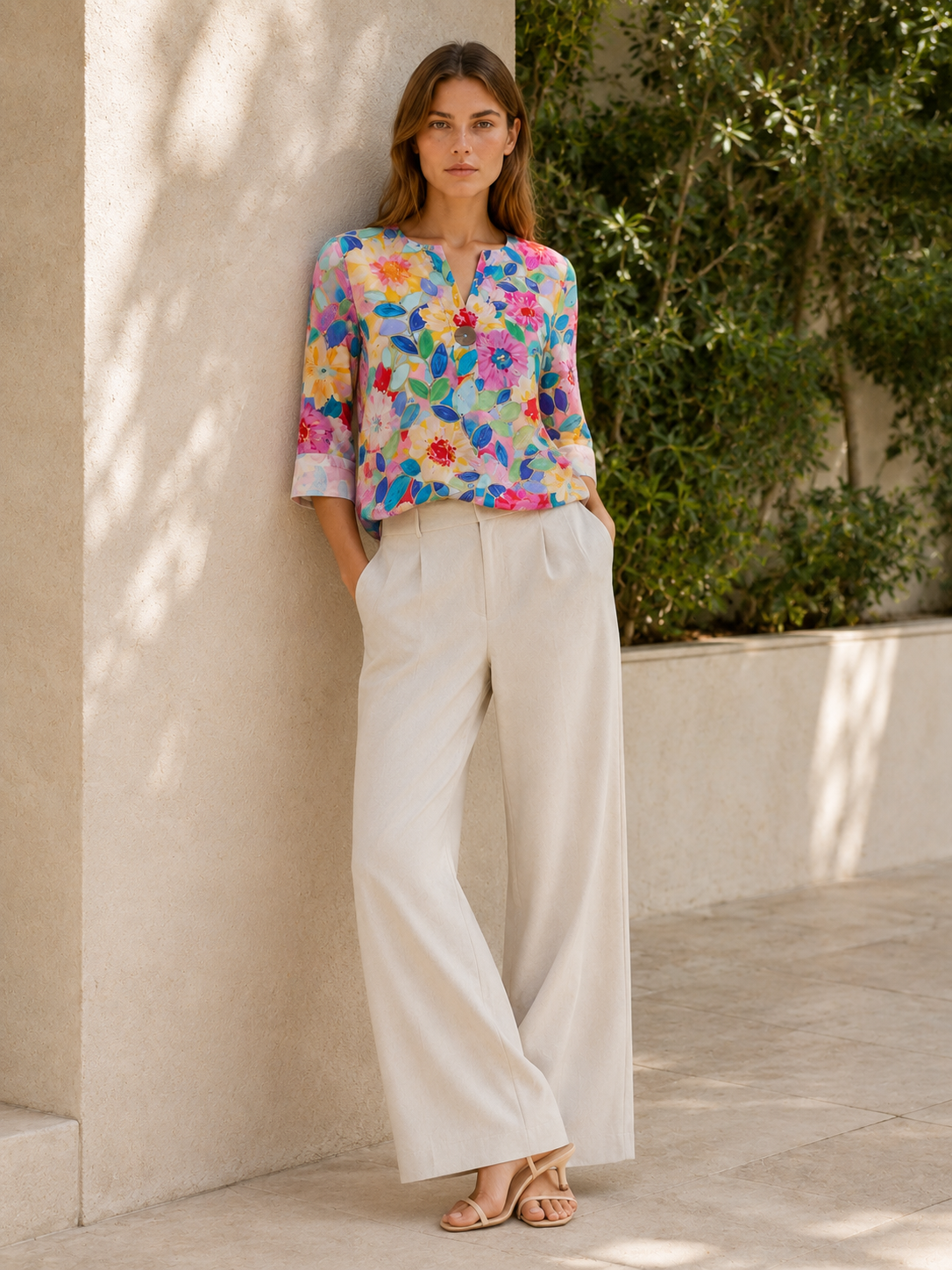 Clara | Women's Floral Printed Button Front Blouse