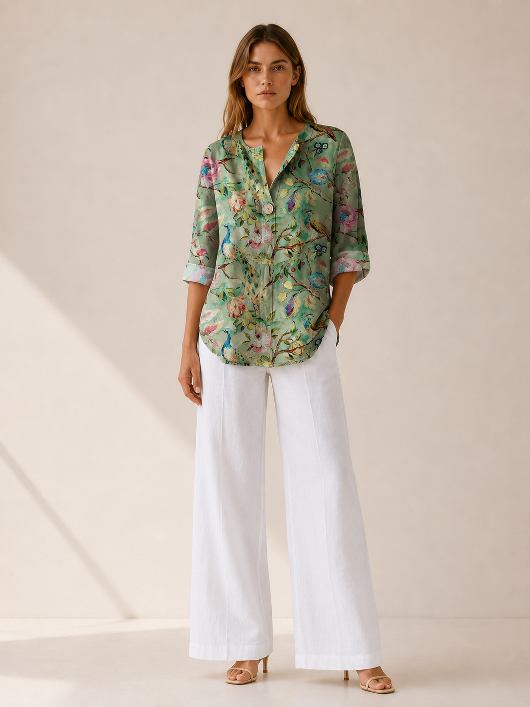 Clara | Women's Floral Printed Button Front Blouse