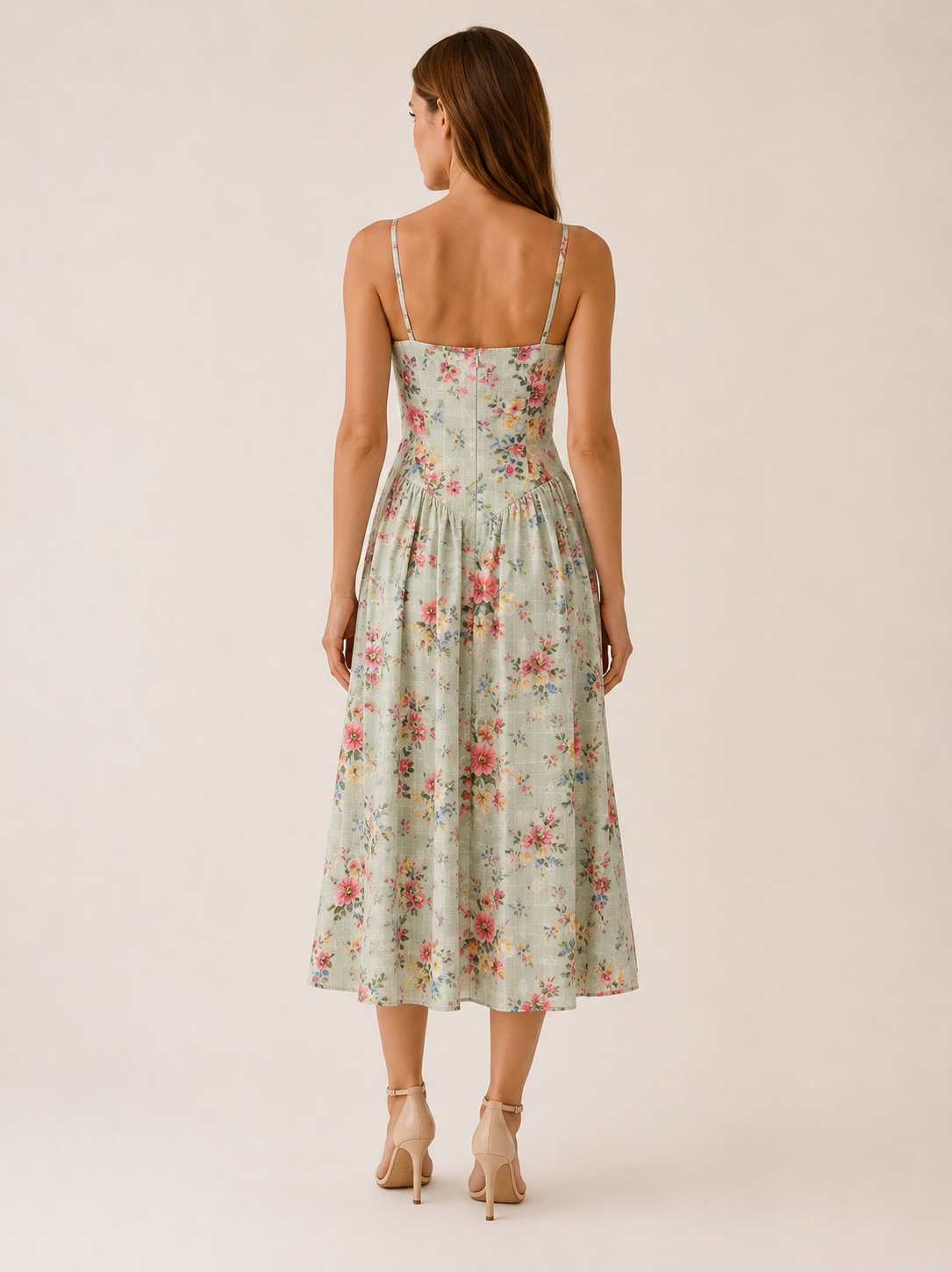 Mila | Midi Dress with Corset Bodice and Sweetheart Neck