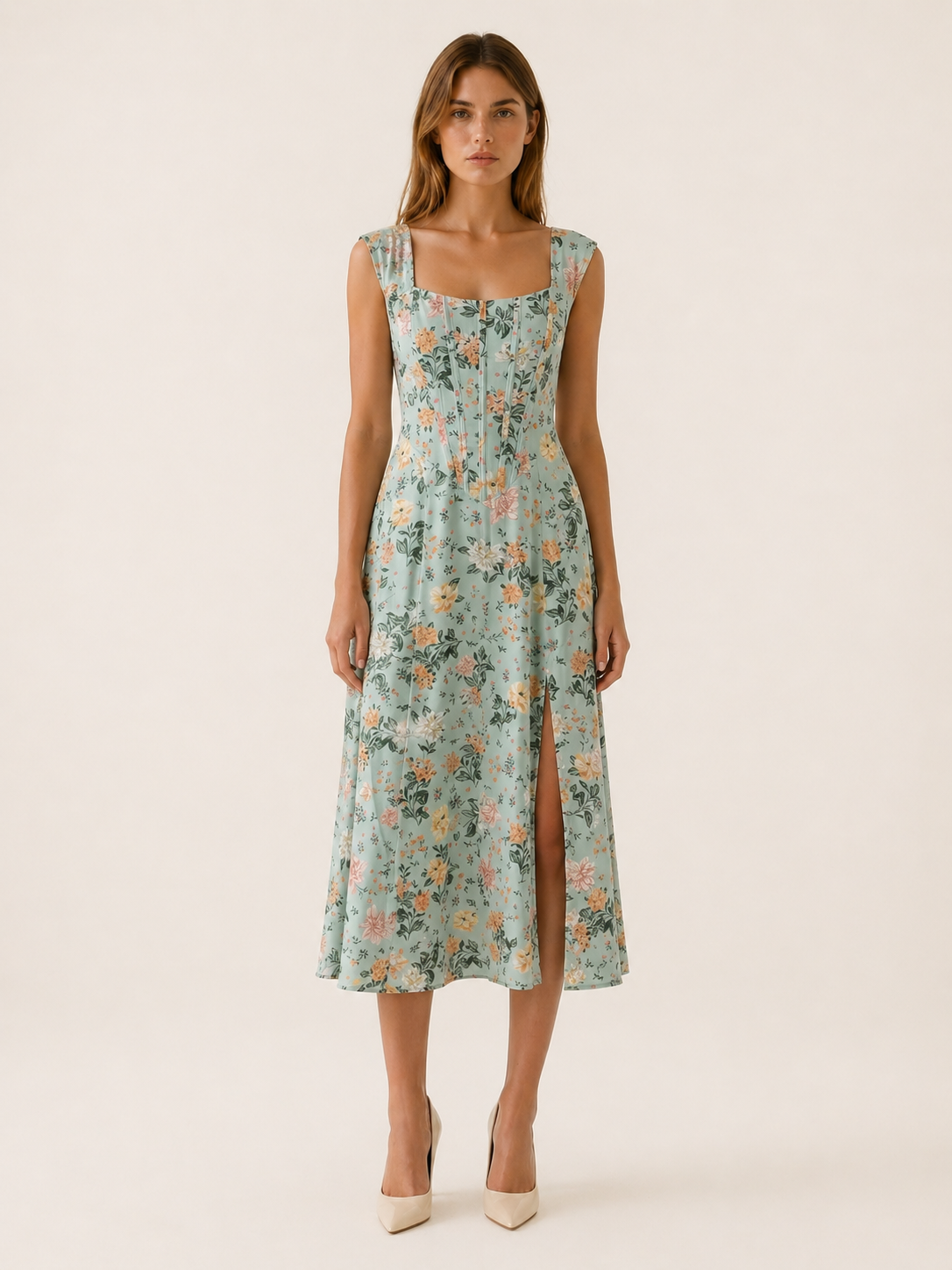 Rosalie | Midi Sundress with Bustier Bodice