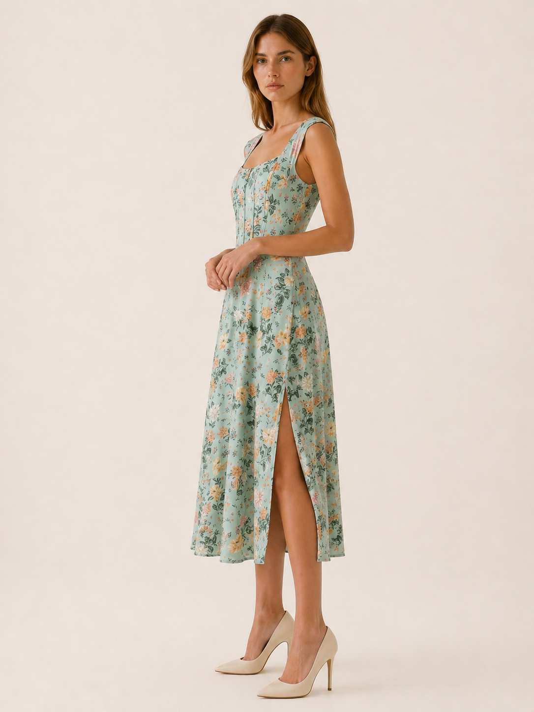 Rosalie | Midi Sundress with Bustier Bodice