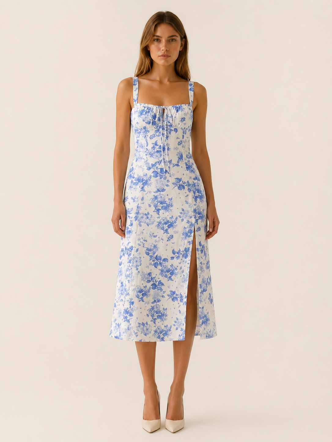 Daphne | Midi Sundress with Tie Front Detail