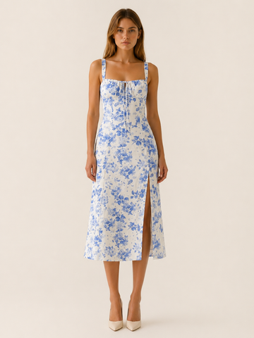 Daphne | Midi Sundress with Tie Front Detail