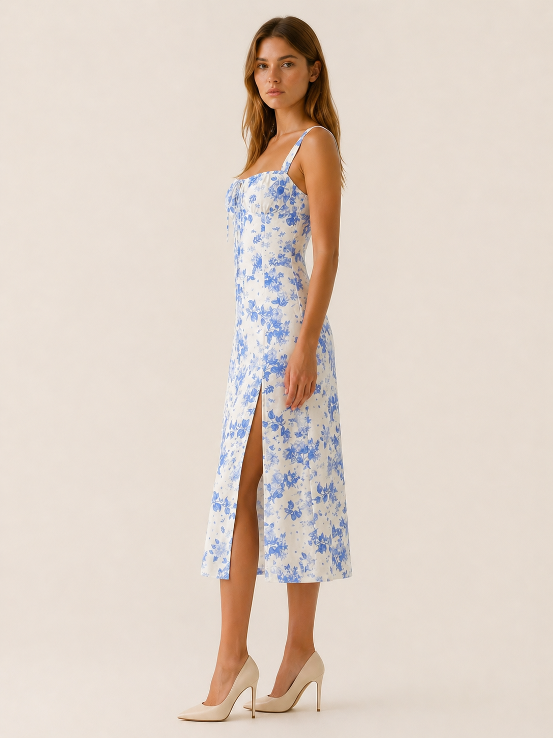 Daphne | Midi Sundress with Tie Front Detail