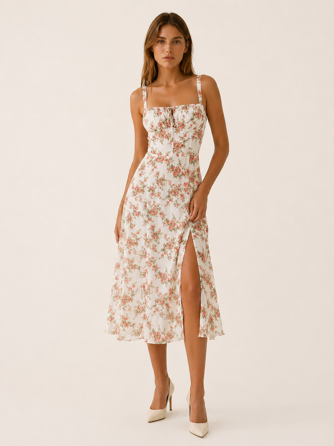 Daphne | Midi Sundress with Tie Front Detail