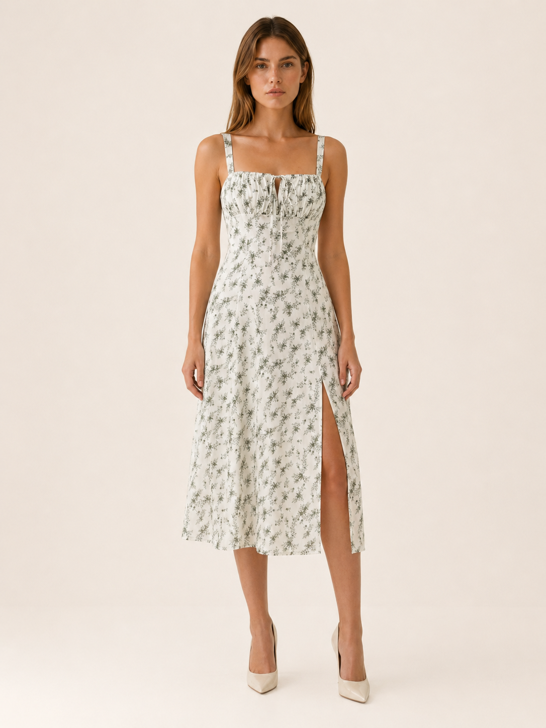 Daphne | Midi Sundress with Tie Front Detail