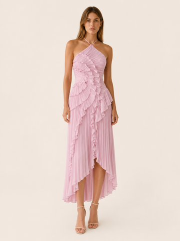 Luna | Halter Maxi Dress with Ruffle Detail