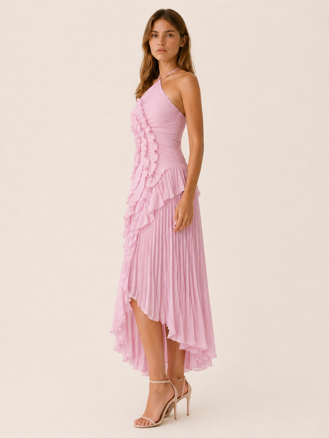 Luna | Halter Maxi Dress with Ruffle Detail