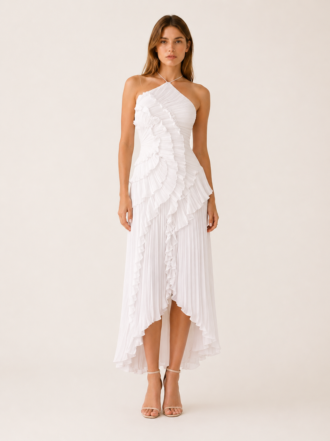 Luna | Halter Maxi Dress with Ruffle Detail