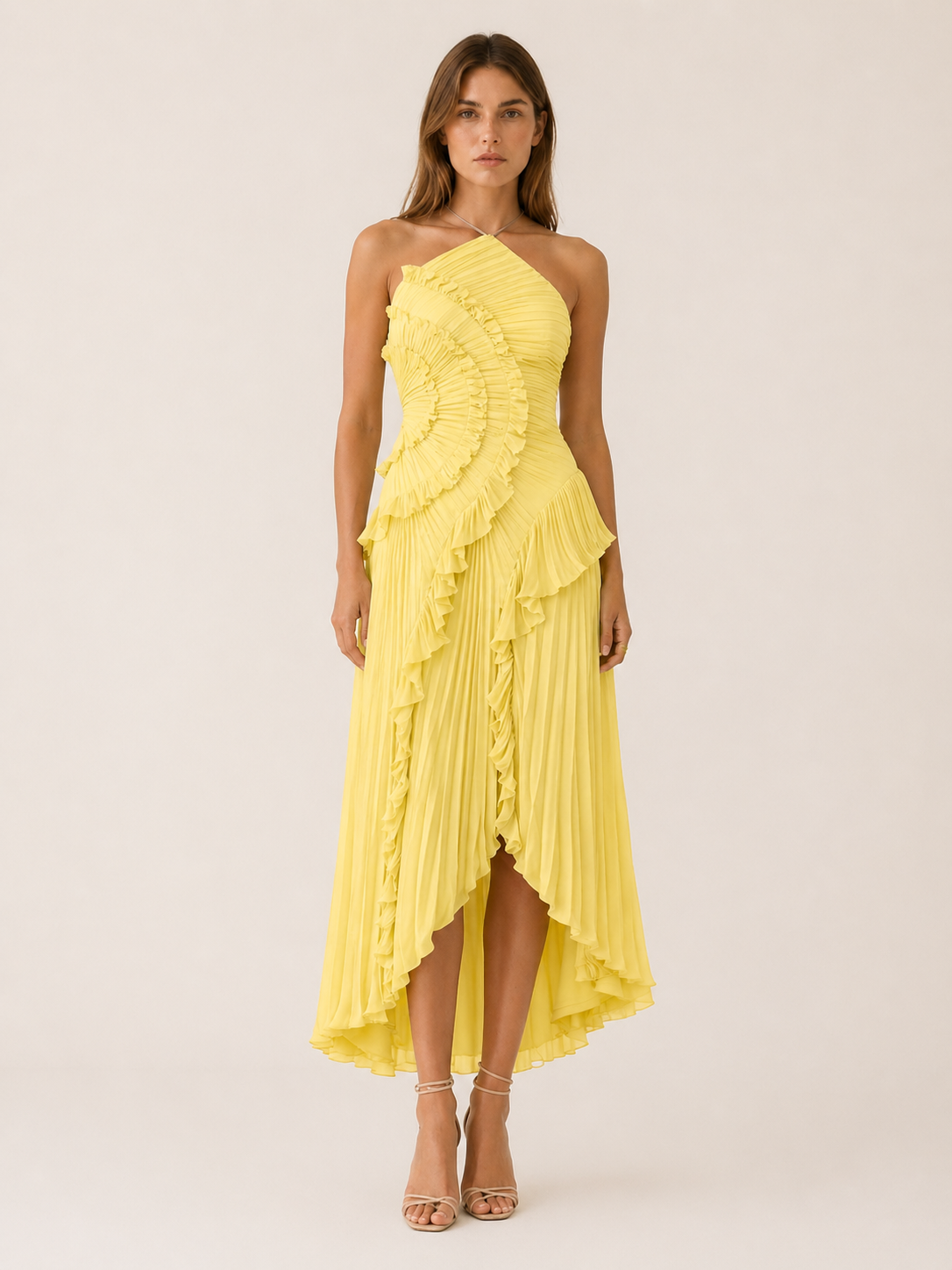 Luna | Halter Maxi Dress with Ruffle Detail