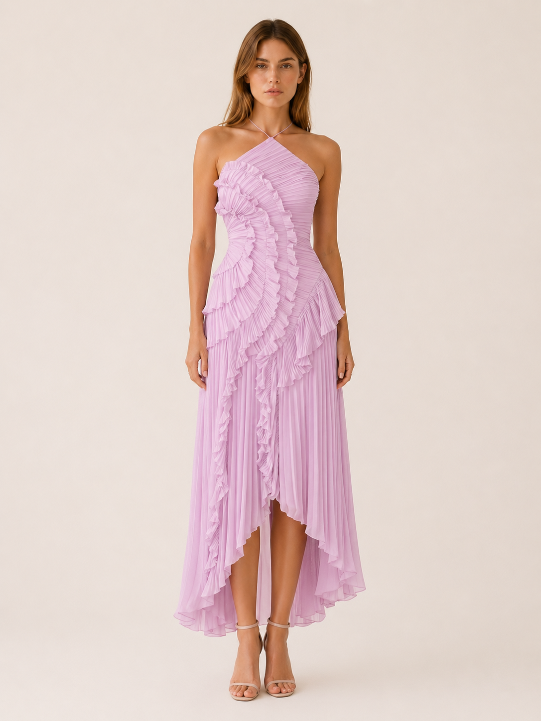Luna | Halter Maxi Dress with Ruffle Detail