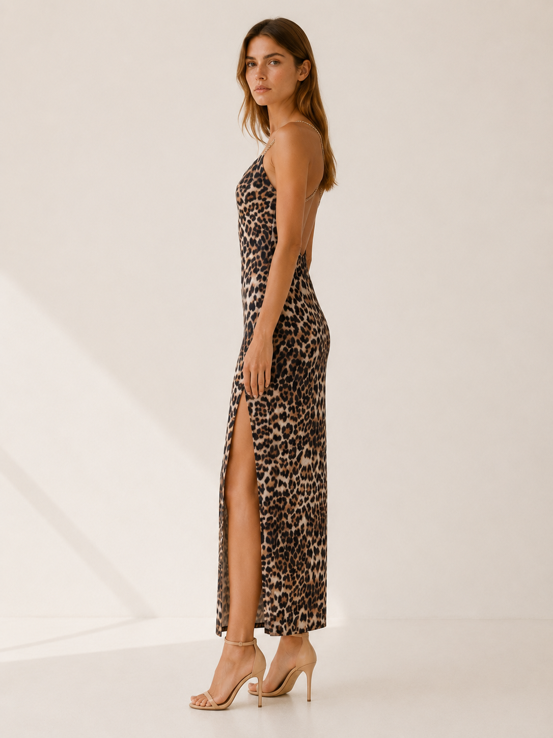 Zinnia | Leopard Print Maxi Dress with Side Slit