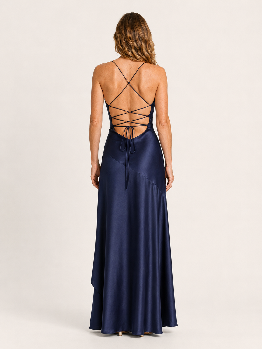 Abigail | Women’s Satin Maxi Dress with High-Low Hem