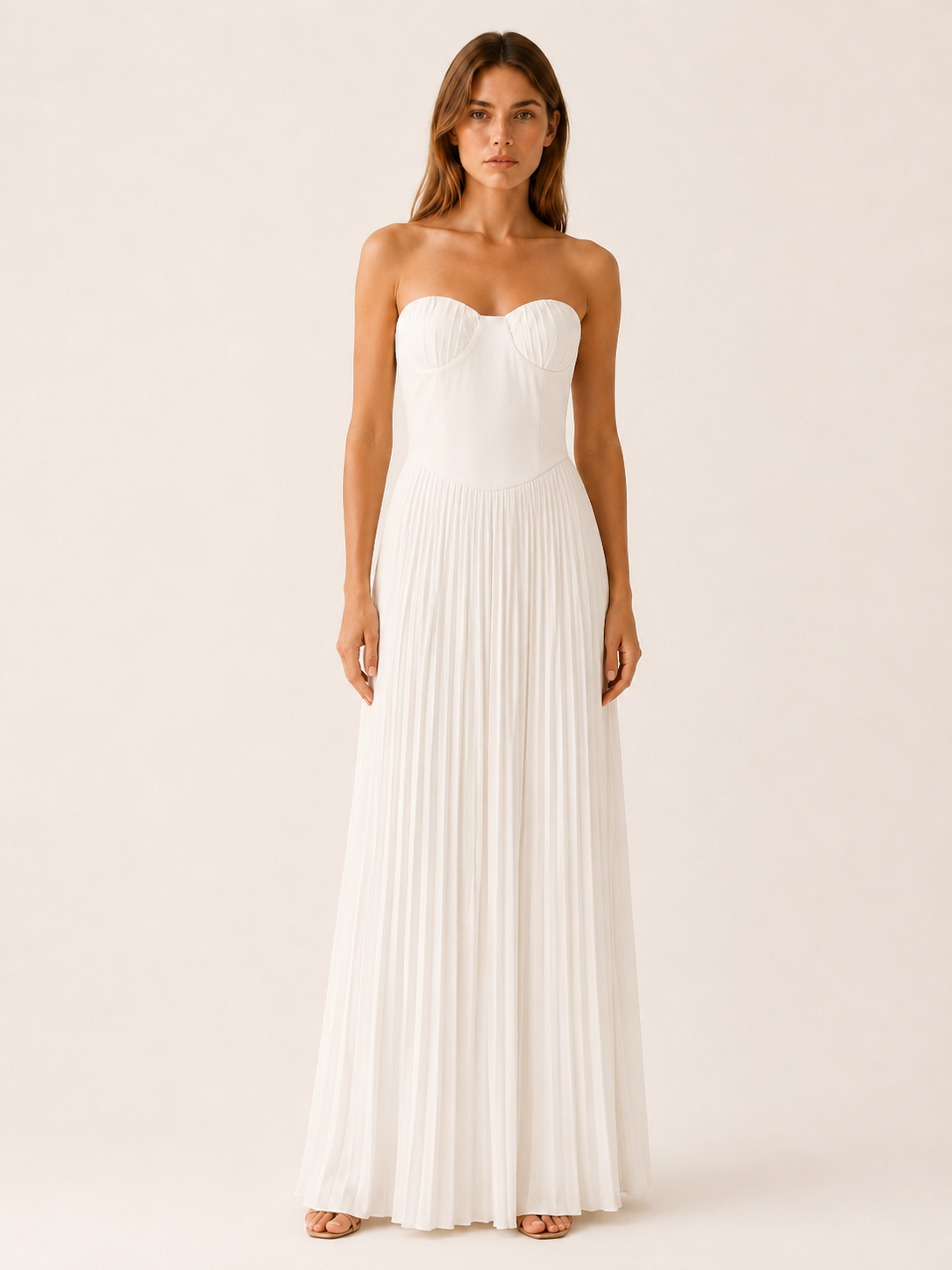 Aerin | Corset Maxi Dress with Pleated Skirt