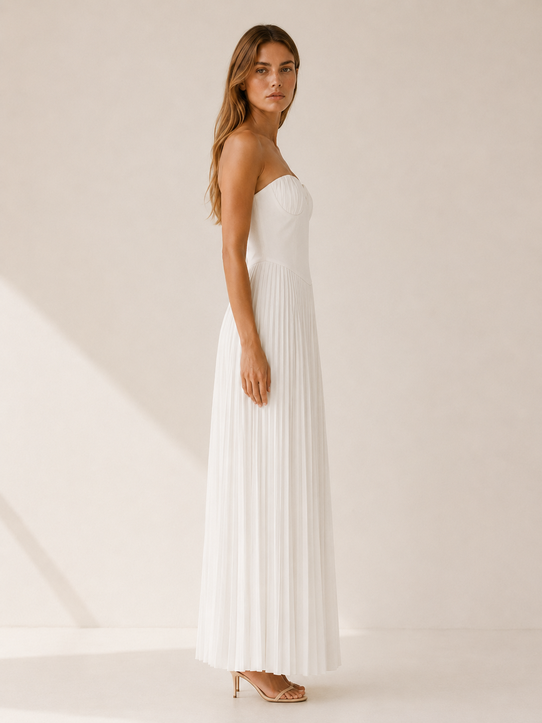 Aerin | Corset Maxi Dress with Pleated Skirt