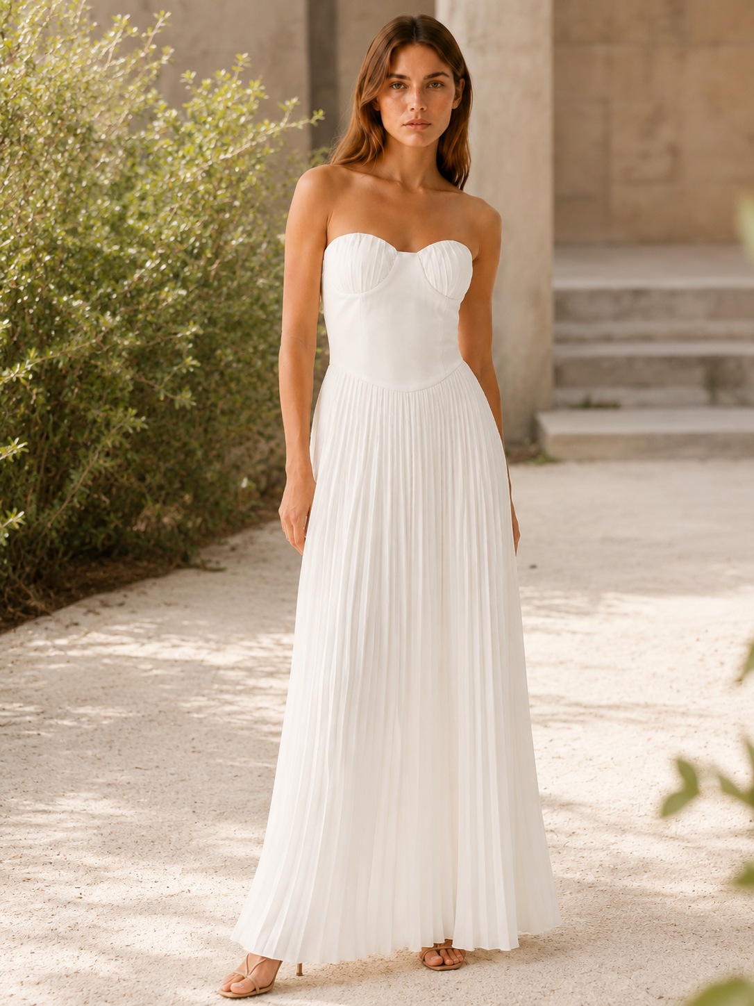 Aerin | Corset Maxi Dress with Pleated Skirt