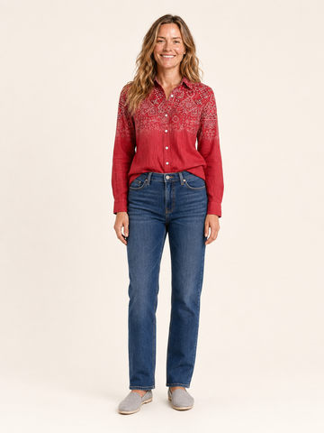 Agnes | Women's Bandana Print Button Front Shirt