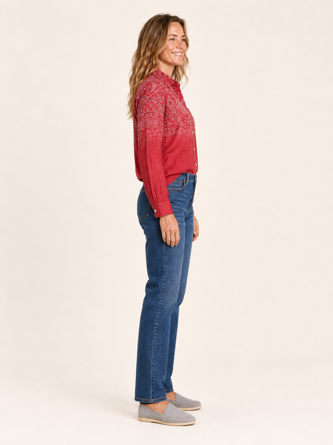 Agnes | Women's Bandana Print Button Front Shirt