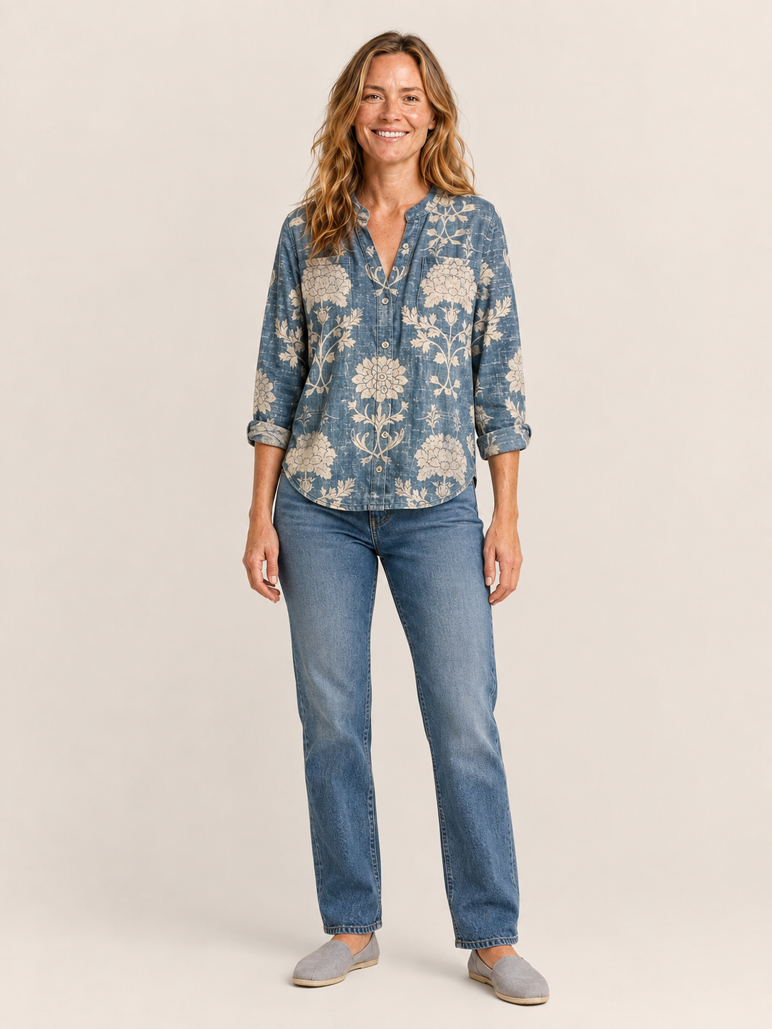 Agnes | Women's Bandana Print Button Front Shirt