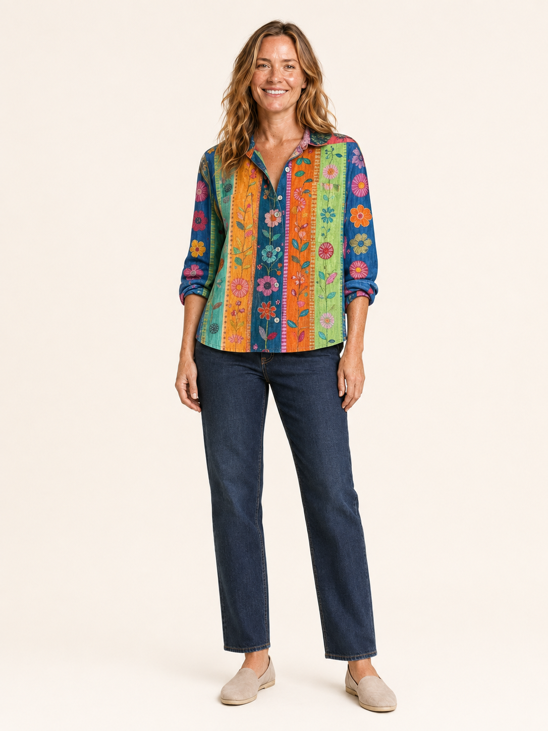 Agnes | Women's Bandana Print Button Front Shirt