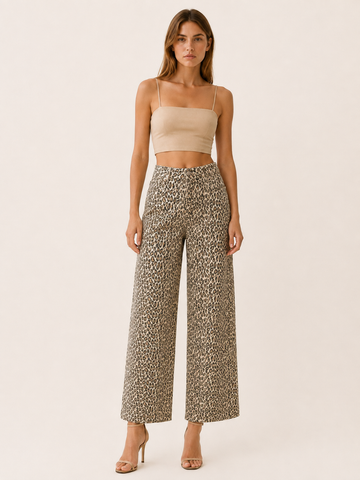Alba | Women's Leopard Print Straight Leg Pants