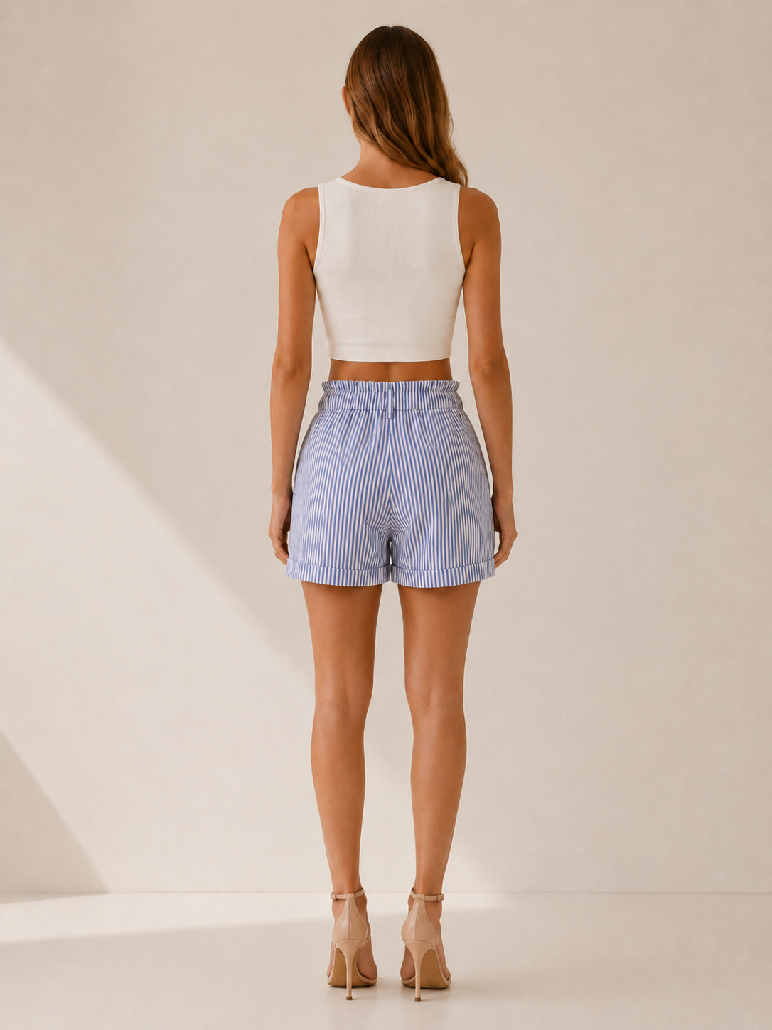 Alessa | Women's Striped High Waisted Tailored Shorts