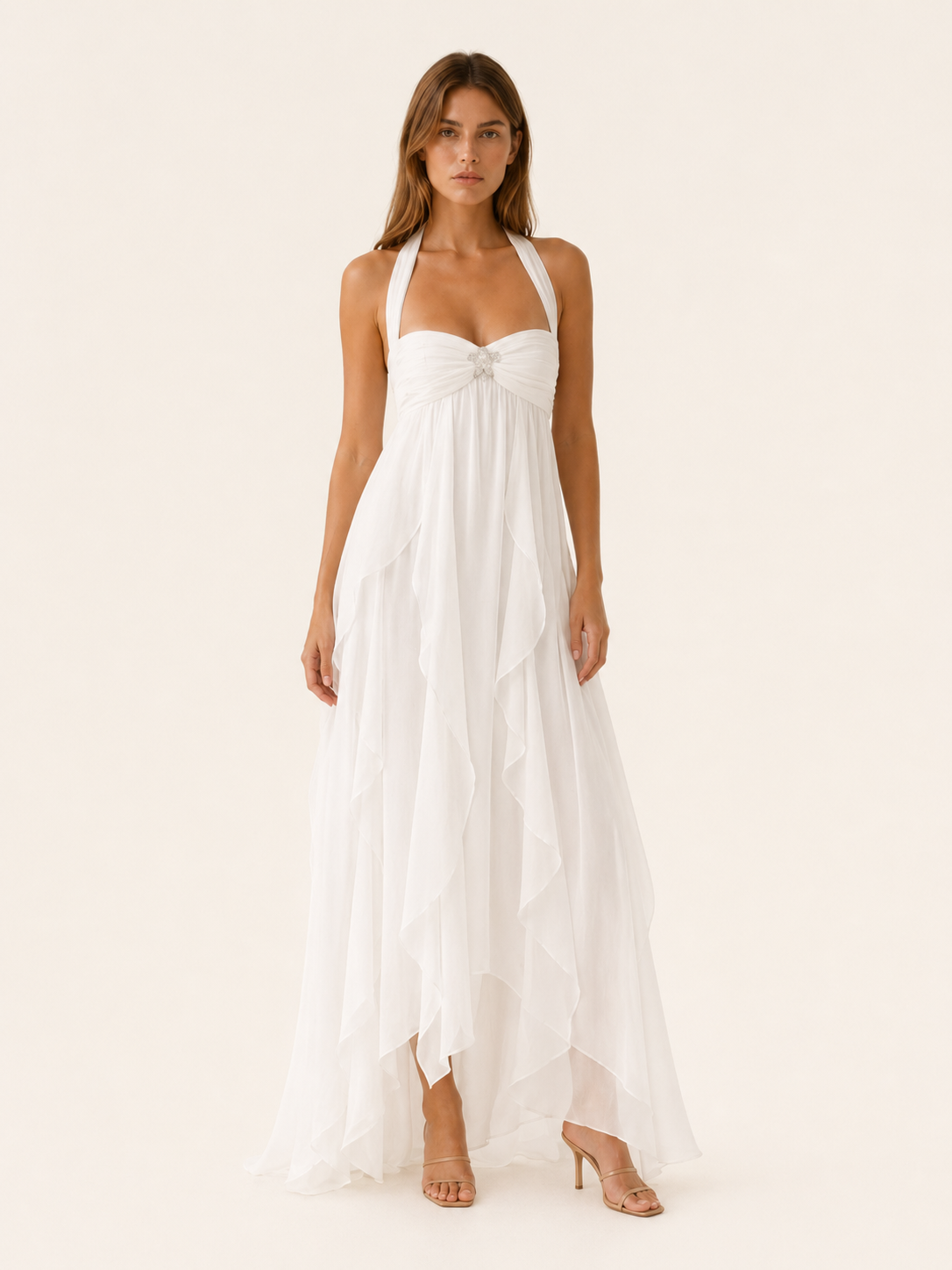 Alessia | Chiffon Maxi Dress with Open Back