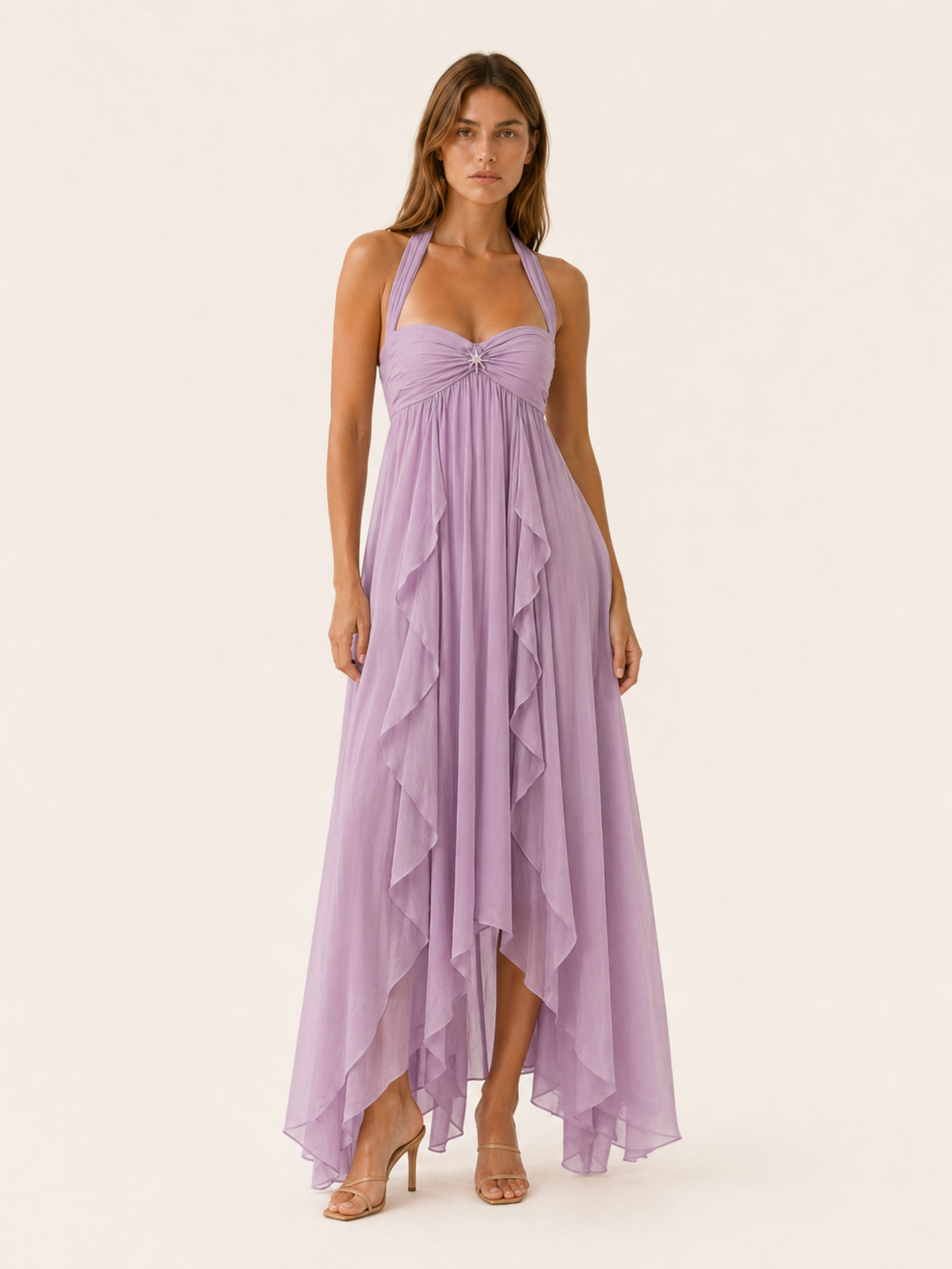 Alessia | Chiffon Maxi Dress with Open Back
