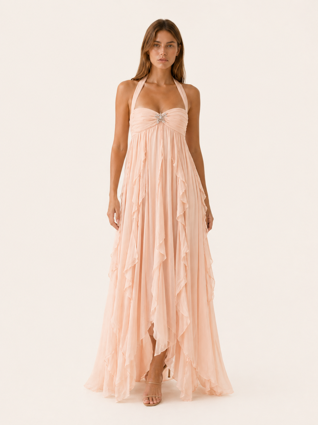 Alessia | Chiffon Maxi Dress with Open Back