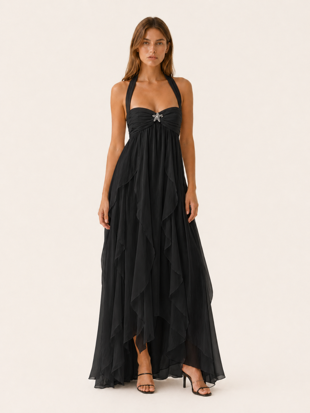 Alessia | Chiffon Maxi Dress with Open Back