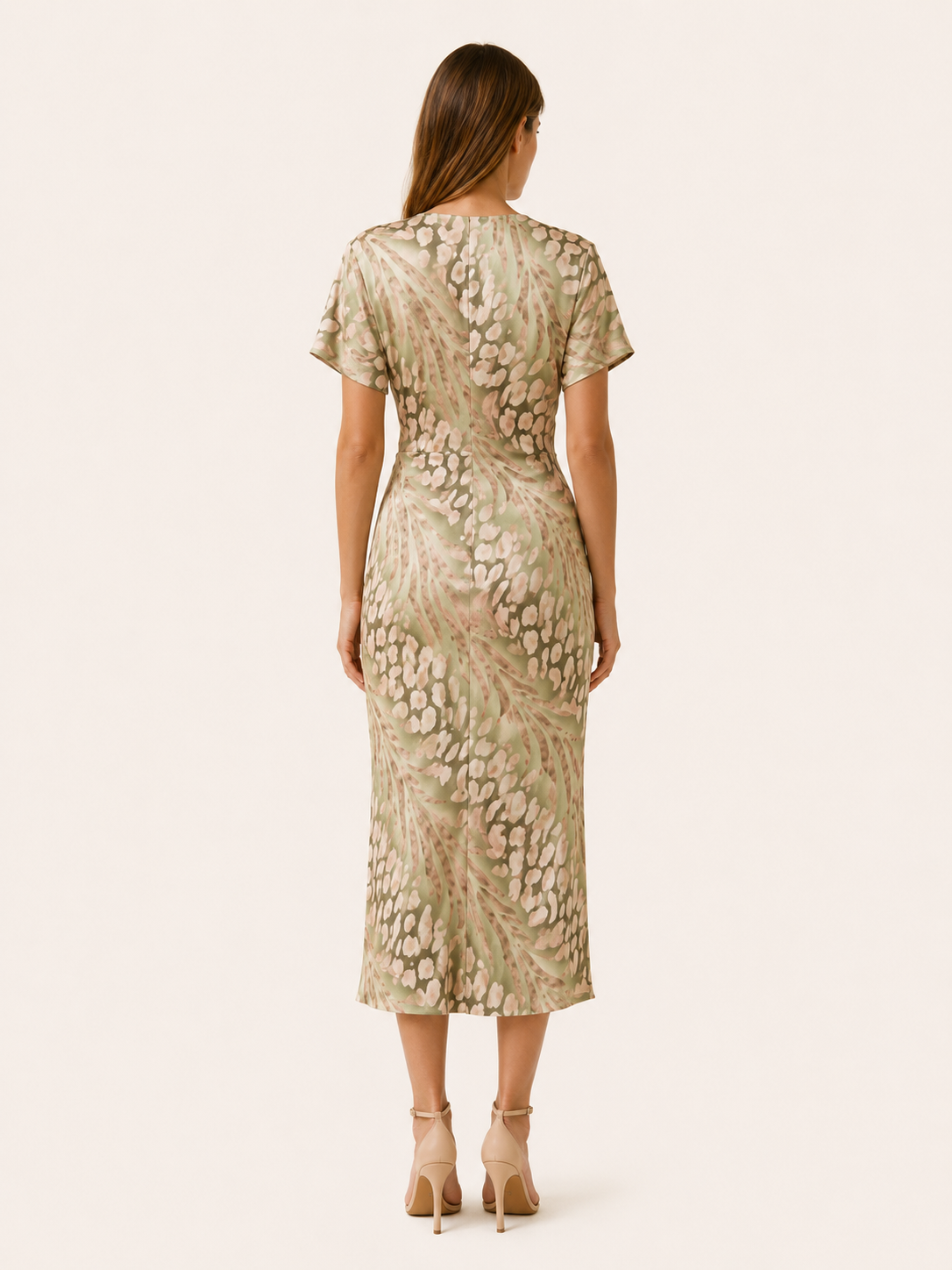 Alma | Midi Dress with V Neck and Pleated Skirt