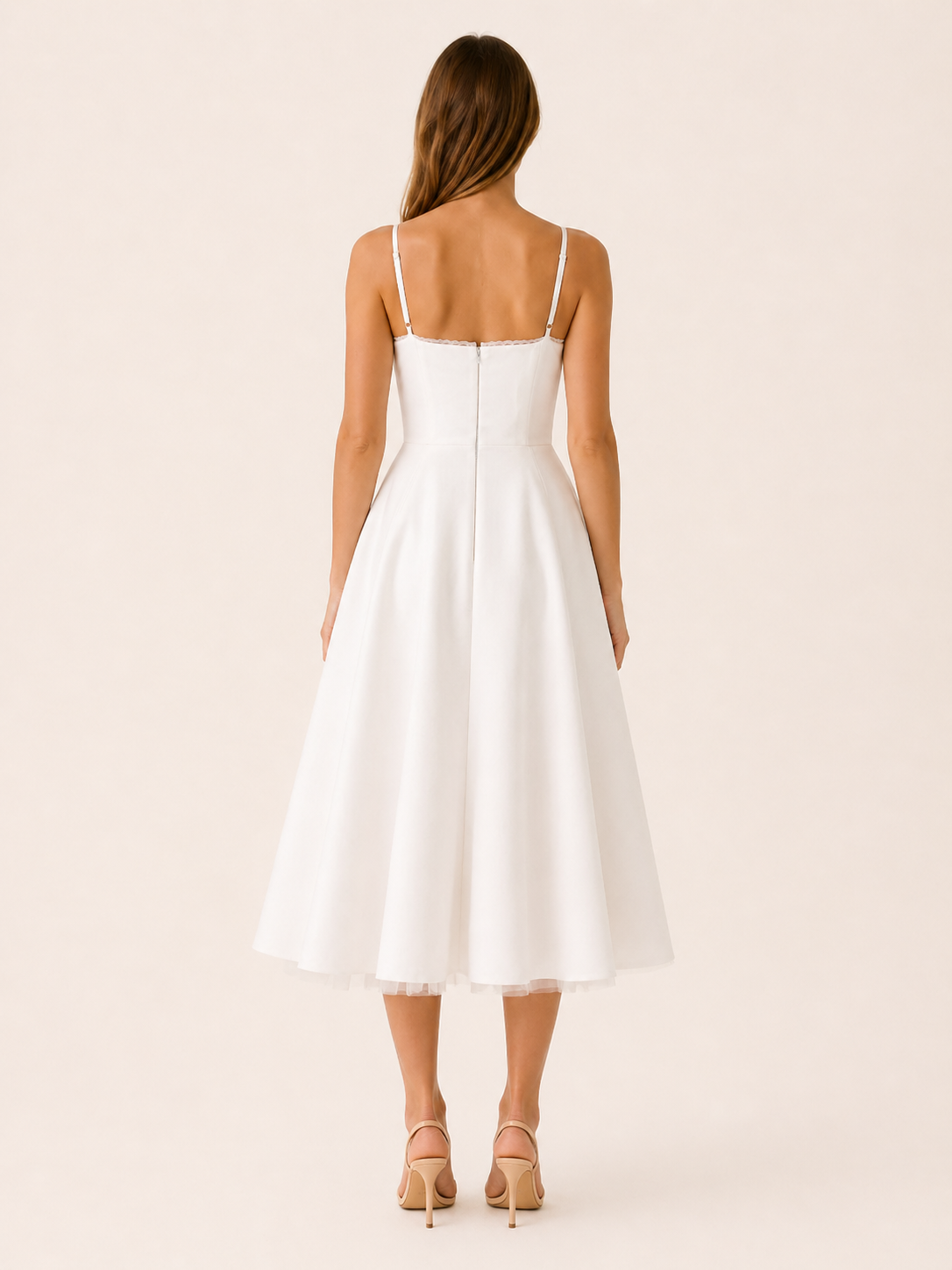 Amara | Satin Midi Dress with Corset Bodice