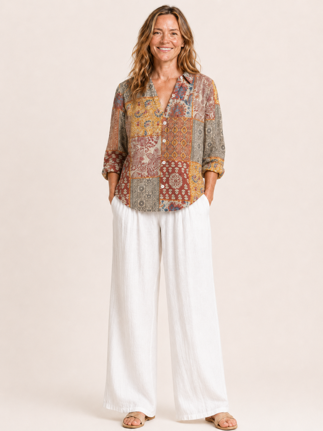 Aminta | Women's Botanical Print Button Front Shirt