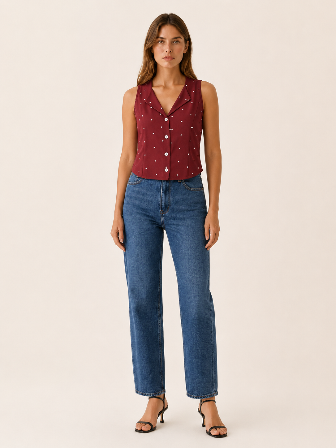 Anika | Women's Polka Dot Tie Back Sleeveless Vest
