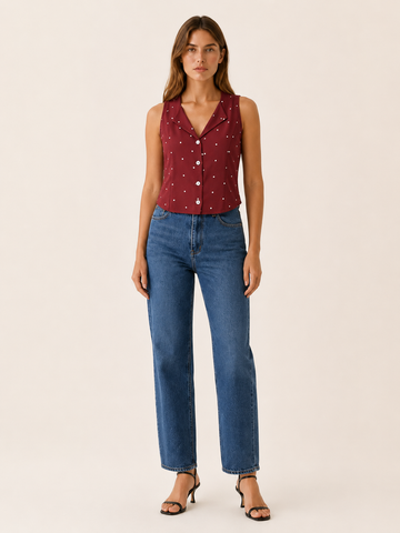 Anika | Women's Polka Dot Tie Back Sleeveless Vest