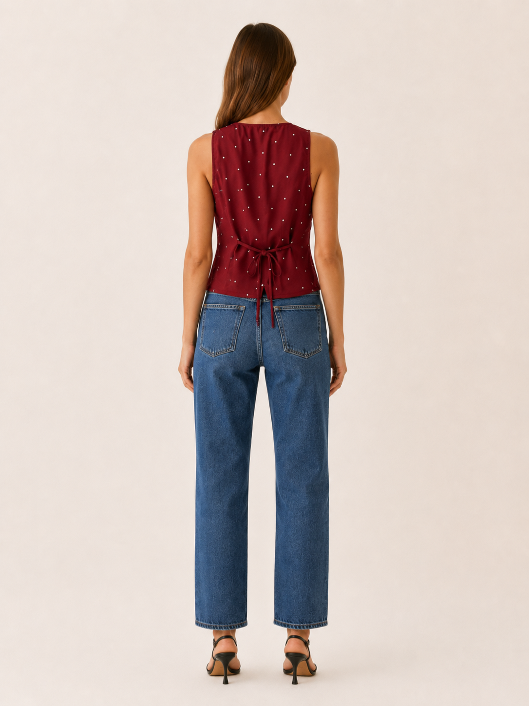 Anika | Women's Polka Dot Tie Back Sleeveless Vest