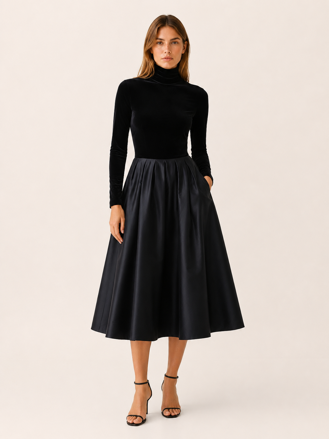 Annelise | Midi Dress with Satin Skirt