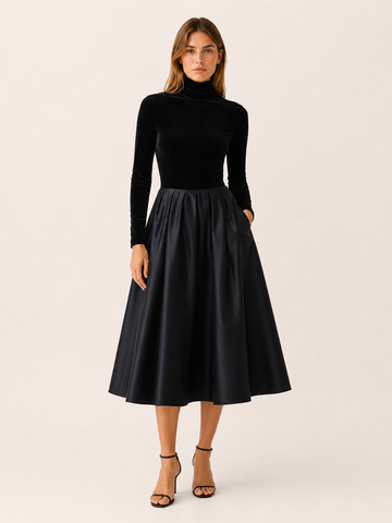 Annelise | Midi Dress with Satin Skirt