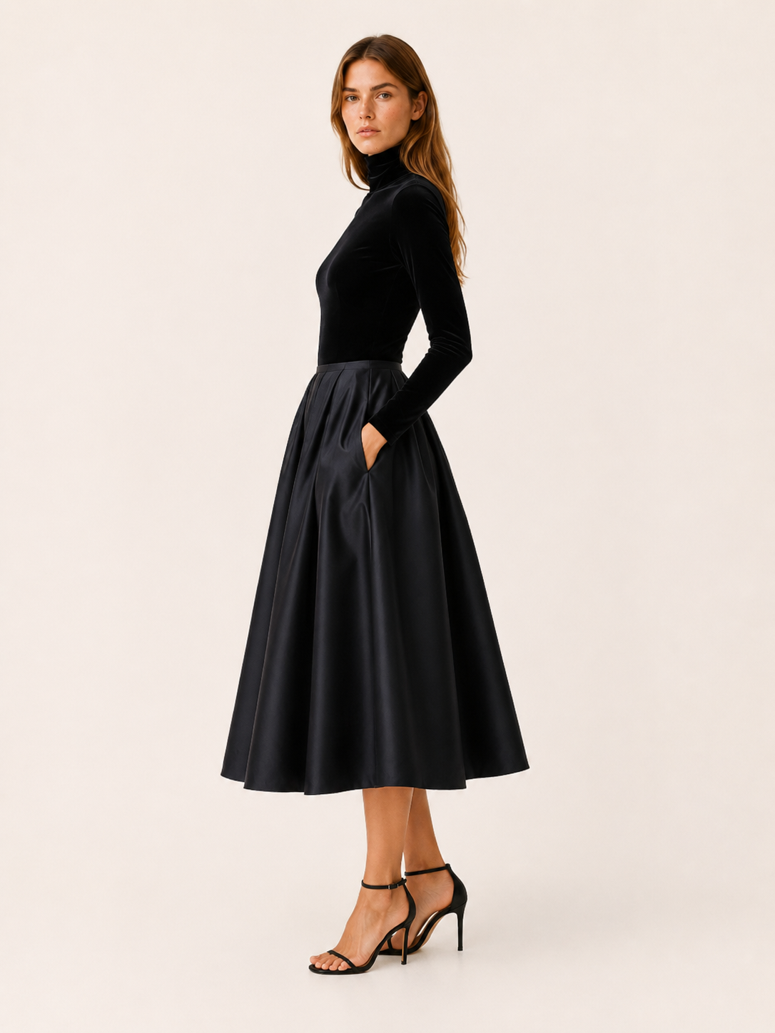 Annelise | Midi Dress with Satin Skirt