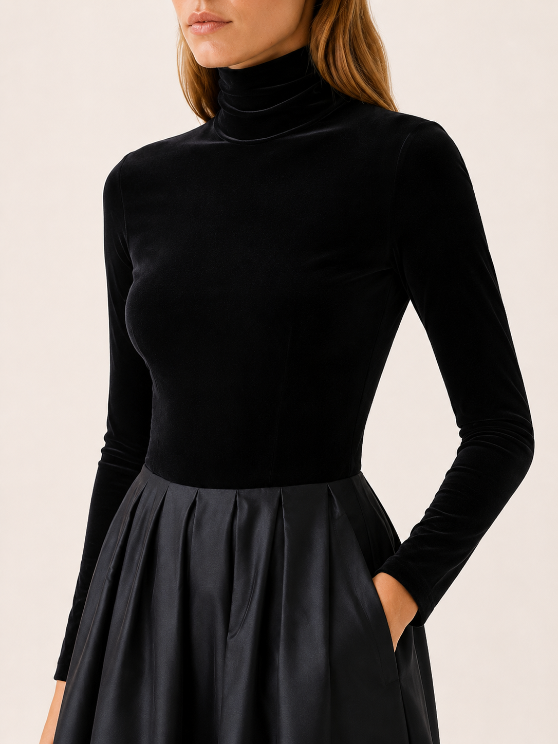 Annelise | Midi Dress with Satin Skirt