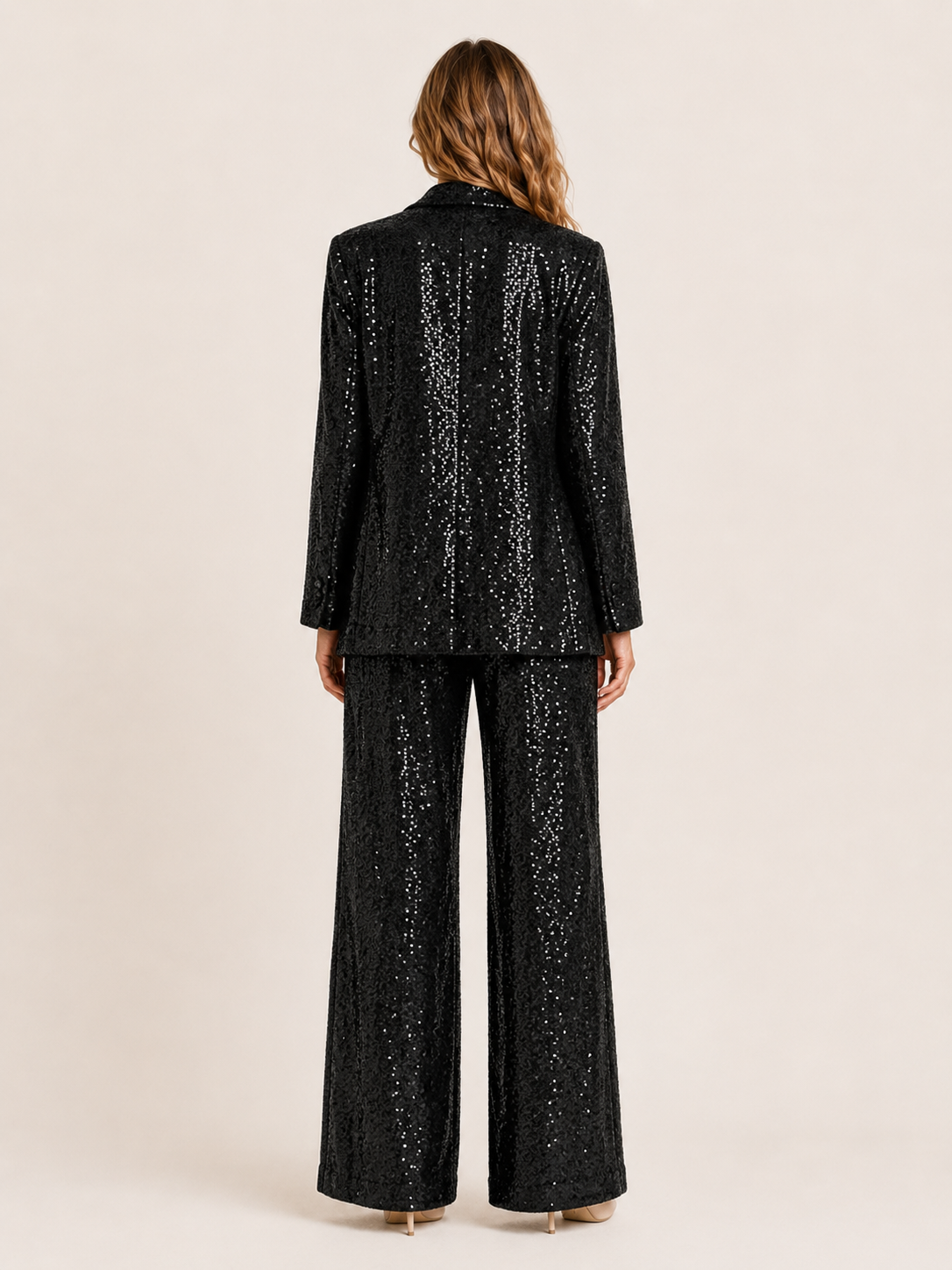 Ariel | Women's Sequin Wide Leg Pants Two Piece Set