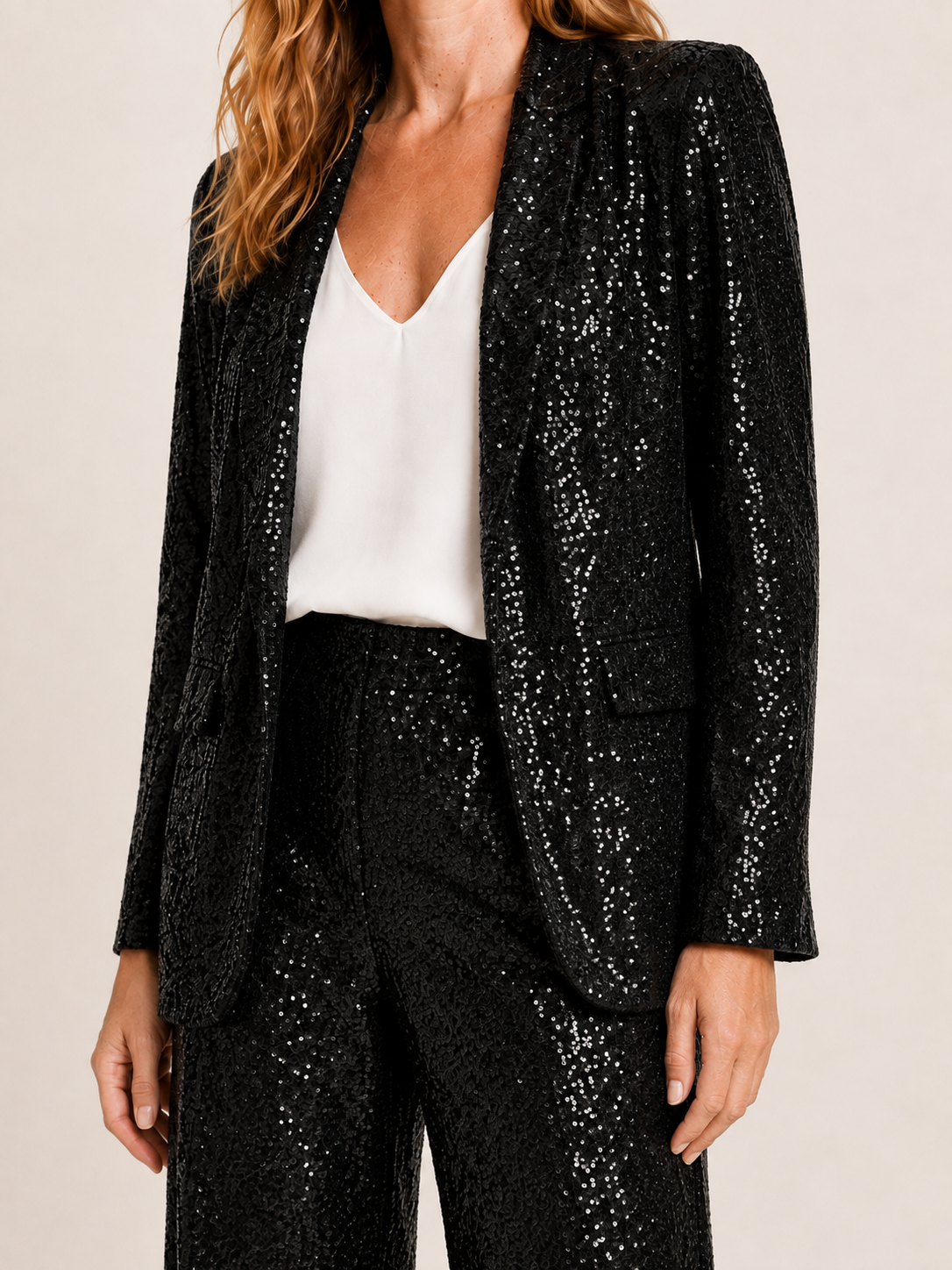 Ariel | Women's Sequin Wide Leg Pants Two Piece Set