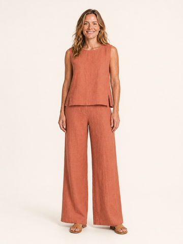Ariela | Women's Linen Blend Wide Leg Pants Co Ord Set