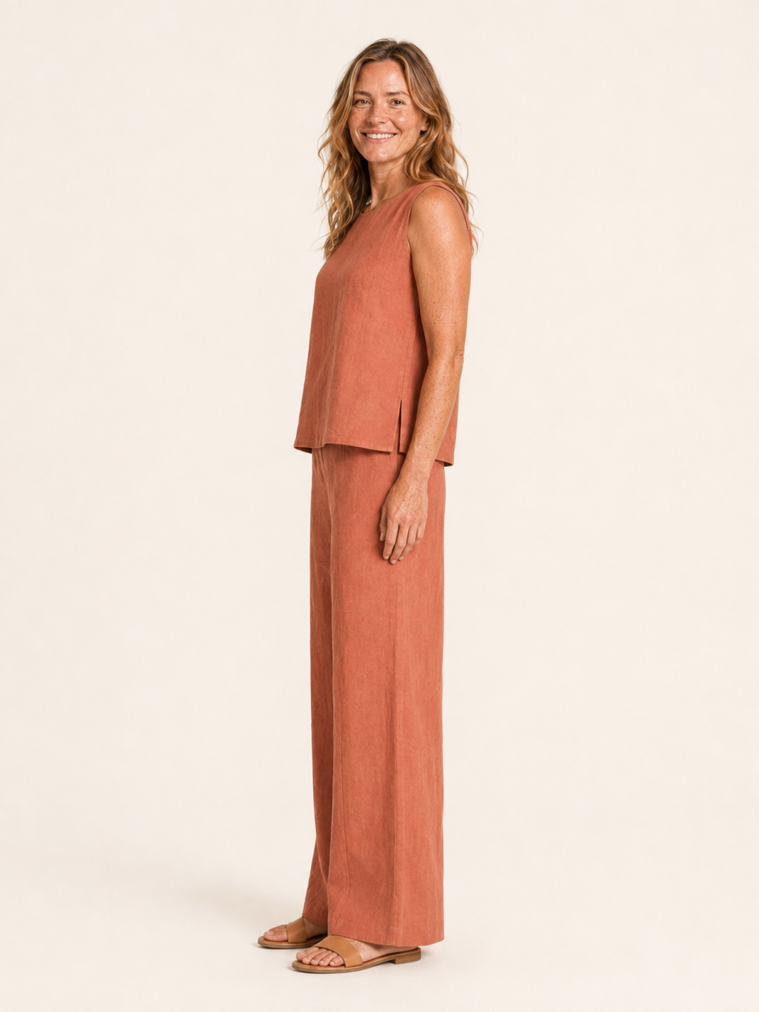 Ariela | Women's Linen Blend Wide Leg Pants Co Ord Set