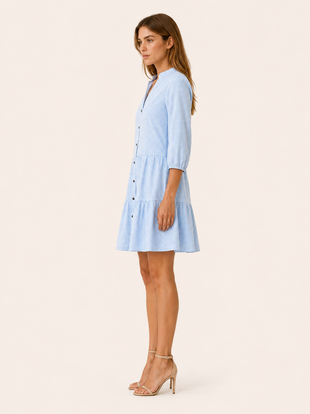 Audrey | Checked Midi Dress with Relaxed Fit Flowing Silhouette