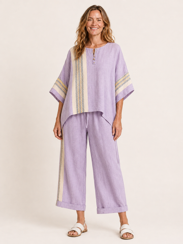Aurora | Women's Striped Wide Leg Pants Two Piece Set
